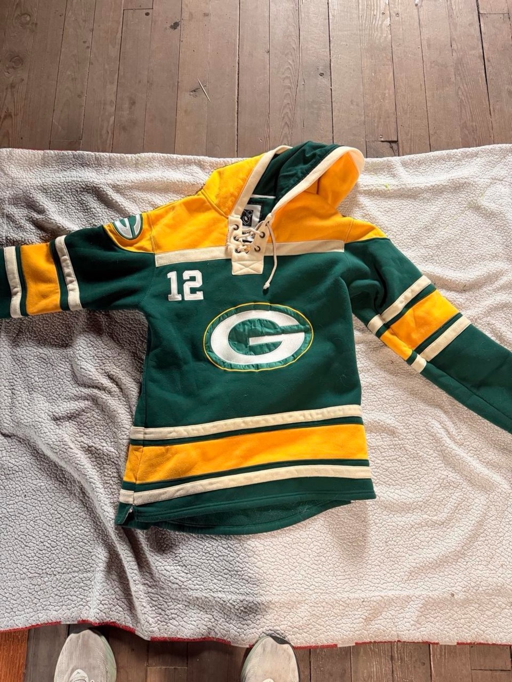 Green & Yellow Mens Hooded Team Pullover Jacket - Brand: